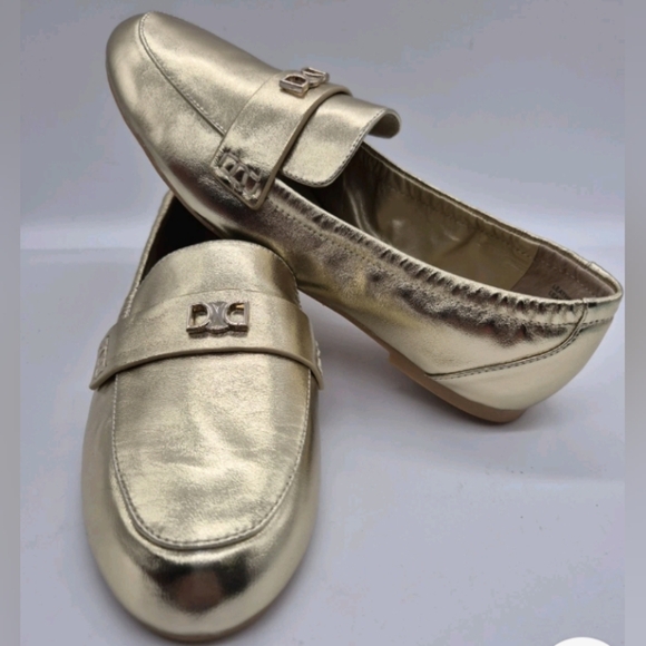 Gold 10 Leather Ballet Loafer Flats Stylish Holiday Car Shoe New - Picture 1 of 6